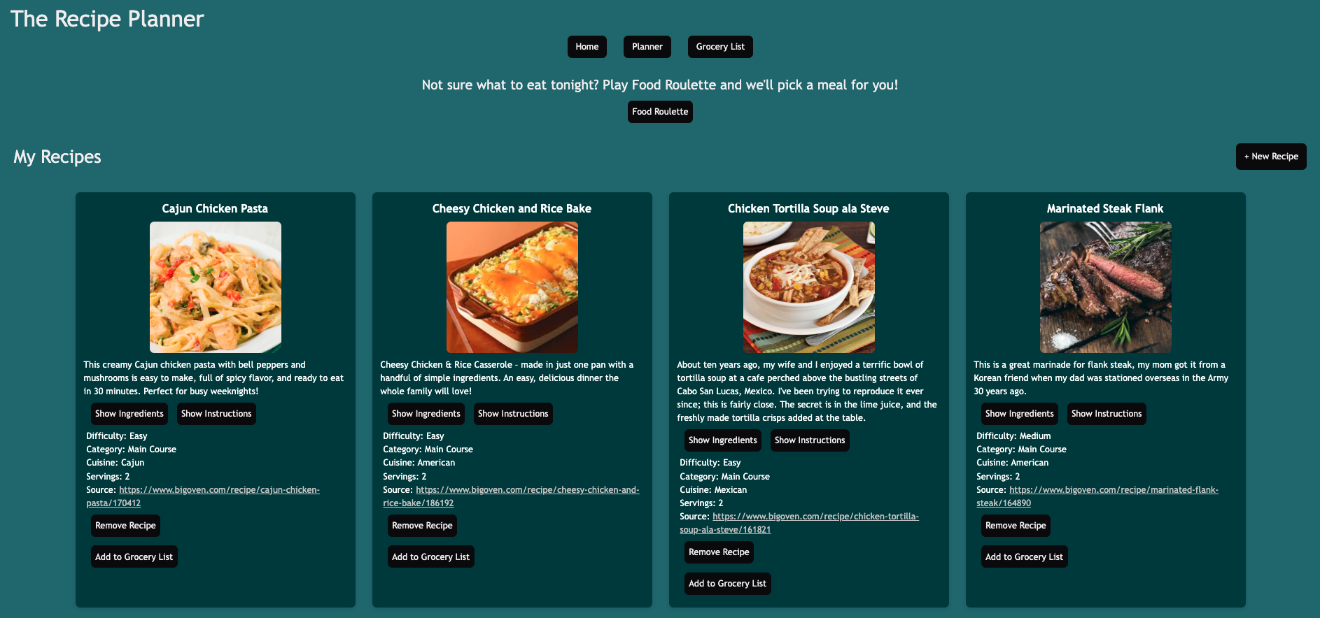 Recipe Planner screenshot
